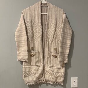 Margaret O'Leary Cream Textured Open-Front Cardigan